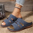 thumbnail image 4 of Sandalias de Cuña de las Mujeres Casuales Perforadas una Correa Mulas, Zapatillas Abiertas Del Dedo Del Pie de las Mujeres Verano Transpirable, 4 of 9