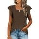 thumbnail image 2 of Tops de cuello cuadrado para mujer, camiseta de manga corta con volantes, blusas tipo túnica de verano holgadas OAVQHLG3B Store lin121212, 2 of 4