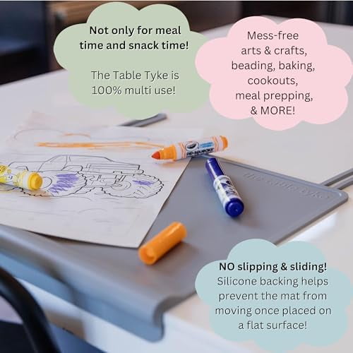 Silicone Placemats for Toddlers with Patented Edge Bumper | Kids Placemats Non Slip Travel Ready | Baby Placemat BPA Free for Restaurant Dining Table | Sky Blue