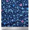 thumbnail image 1 of Soimoi Crepe Silk Fabric Butterfly & Flower Decor Fabric Printed Yard 42 Inch Wide, 1 of 3