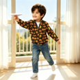 thumbnail image 5 of LTTVQM Halloween Sweatshirt for Boys Girls Cute Ghost Pumpkin Pattern Half Zip Stand Collar Cable Knit Long Sleeve Pullover Casual Warm Comfortable Outdoor Holiday Party Sweater Yellow 7-8 Year, 5 of 6