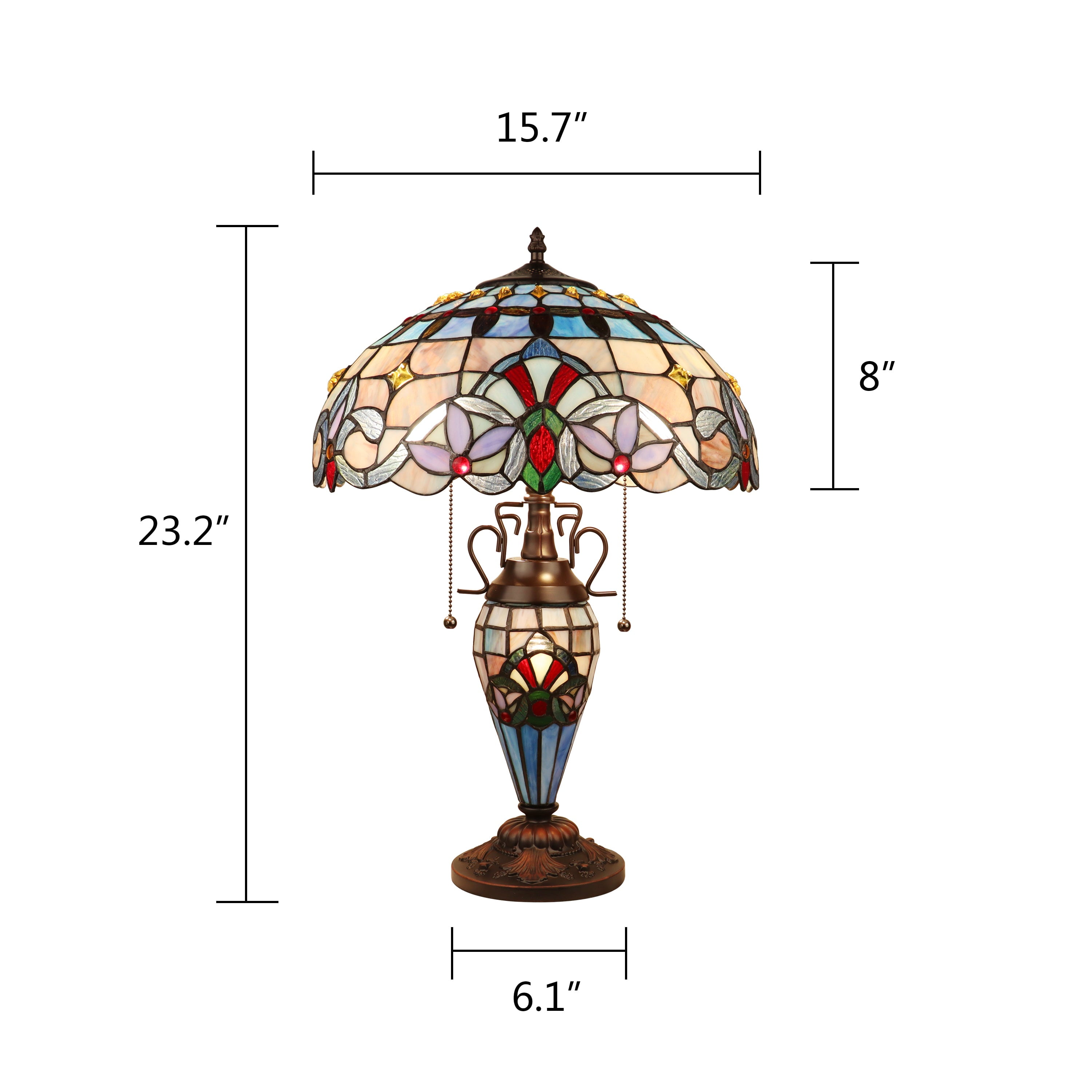 RADIANCE goods Victorian-Style Dark Bronze 3 Light Double Lit Table Lamp 16" Wide