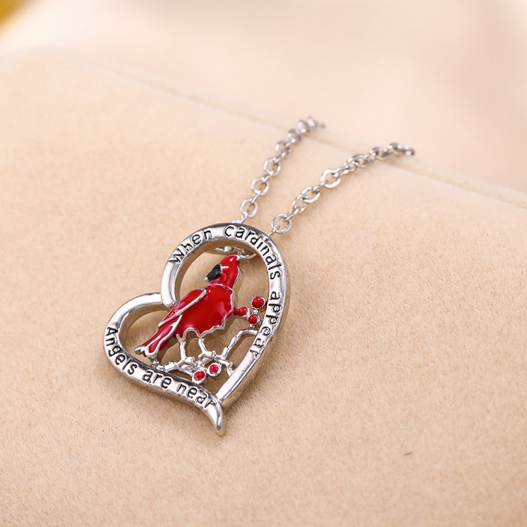  Vsoruln 925 Sterling Silver Red Cardinal Necklace for Women  Cardinals Appear When Angels are Near Heart Necklace Delicate Bird Necklace  Sympathy Gift for Women (Color 1) : Arts, Crafts & Sewing