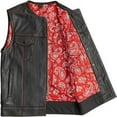 thumbnail image 4 of First Mfg Co - Bandit - Men's Motorcycle Biker Riding Red Black Leather Vest - 7X Large - Contrast stitching, 4 of 5