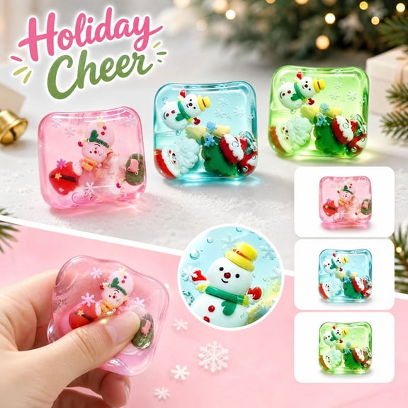 Christmas Square Squeeze Fidget, Holiday Squishy Sensory Toy, Soft Squeezy Christmas Activity, Festive Desk Companion, Anxiety Relief Fidget, Stocking Stuffer Gift For Holiday Parties