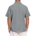 thumbnail image 3 of INSPIRE CHIC Men's Solid Summer Short Sleeve Button Down Linen Shirt M Dark Gray, 3 of 6