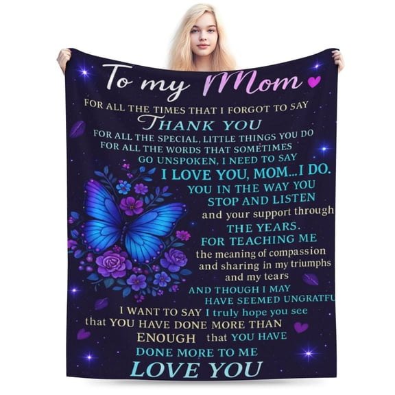 Mothers Day Birthday Gifts for Mom from Daughter Son, Mother's Day Birthday Gifts for Mom, Mother Day Best Gifts for Moms Blanket, Soft Cozy Red Butterfly Throw Blanket for Couch 50x40