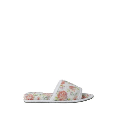 White Bath Slippers - Dearfoams Womens Beatrice Microfiber Terry Slide with Quilted Vamp slippers