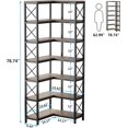 thumbnail image 5 of 7-Tier Corner Bookshelf Grey - Metal Frame Tall Storage Display Rack, Modern Freestanding Organizer For Living Room Home Office, 5 of 8