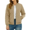 thumbnail image 1 of Padded Warm Jackets Womens Classic Retro Pilot bomber Jackets Quilted Coats Zip Up, 1 of 6