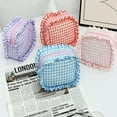 thumbnail image 3 of Ruffle Pouch Bag,Ruffle Makeup Bag,3PCS Gingham Pouch,Ruffle Makeup Pouches Bag,Quilted Ruffle Toiletry BagS Make up Organizer,Mini Ruffle Cosmetic Toiletry Bags for Travel, 3 of 7