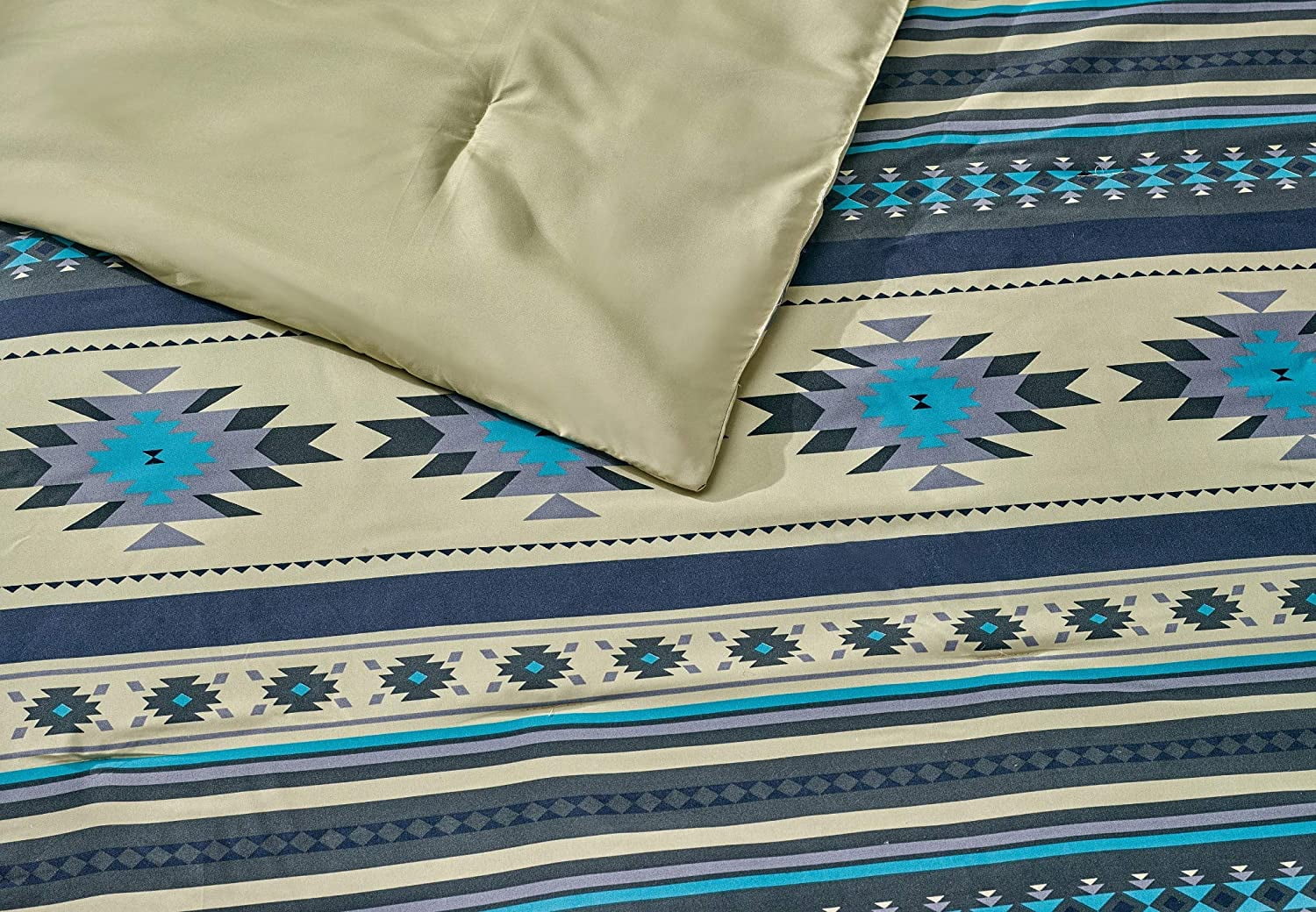 Chezmoi Collection Prescott 2-Piece Southwestern Multi-Color Teal Comforter Set, Twin