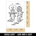 thumbnail image 2 of Couple of Mermaid Best Friends Holding Hands Rectangle Rubber Stamp Stamping Scrapbooking Crafting - Large 2.5in, 2 of 7