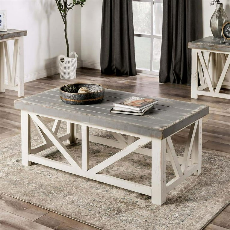 Solid Wood Coffee Grey Piece Coffee Table Set Furniture Of America
