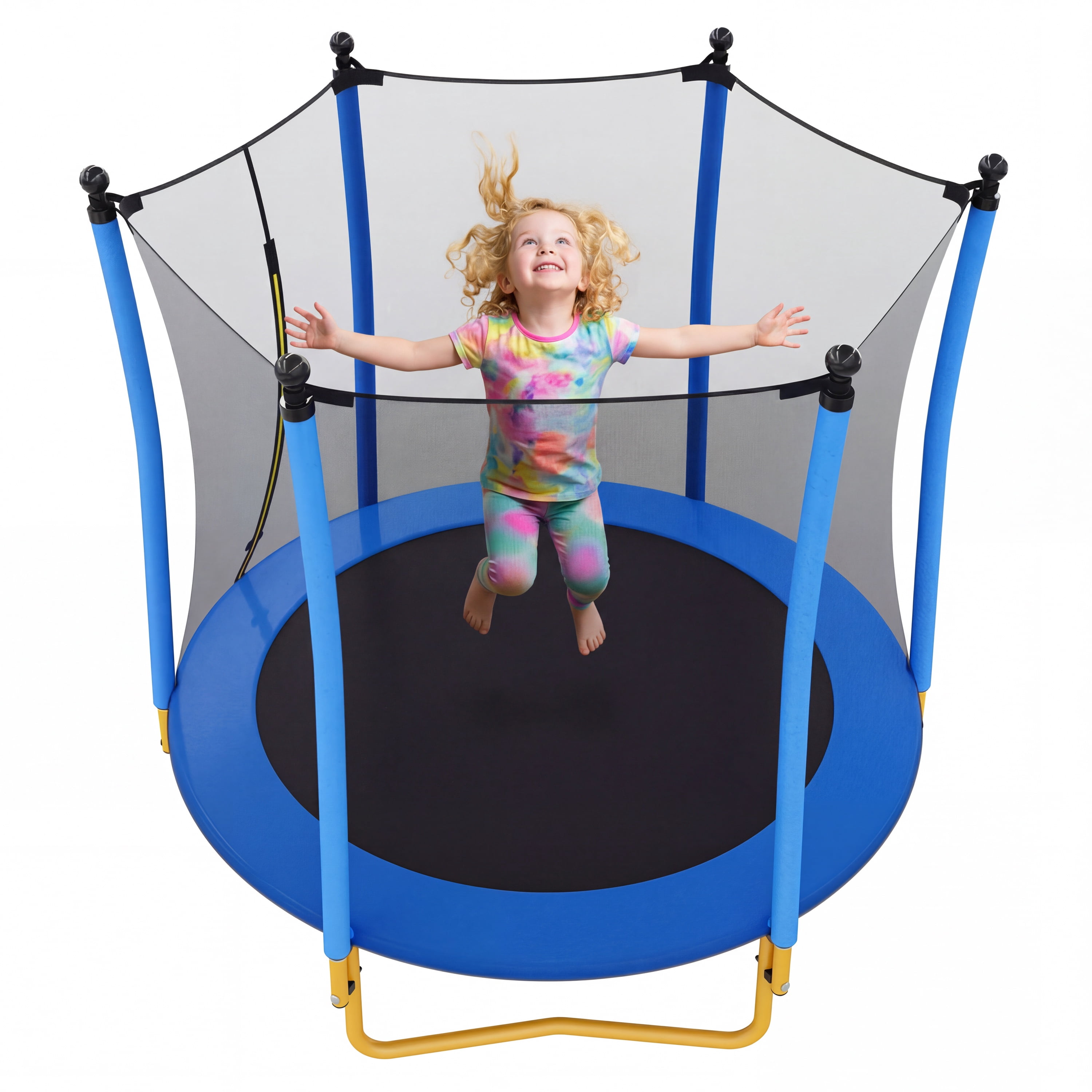 Trampoline with Safety Enclosure Net for Kids, SEGMART 65" Indoor Outdoor Toddler Trampoline with Spring Pading, Indoor Outdoor Kids Trampoline with Jumping Mat, Small Round Trampoline for Boys Girls