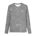 thumbnail image 6 of MeetoTime Children's Long Sleeved Round Neck Tops Kids Casual Loose Solid Color Sparkling Dressy Blouses for Boys Girls, 6 of 6