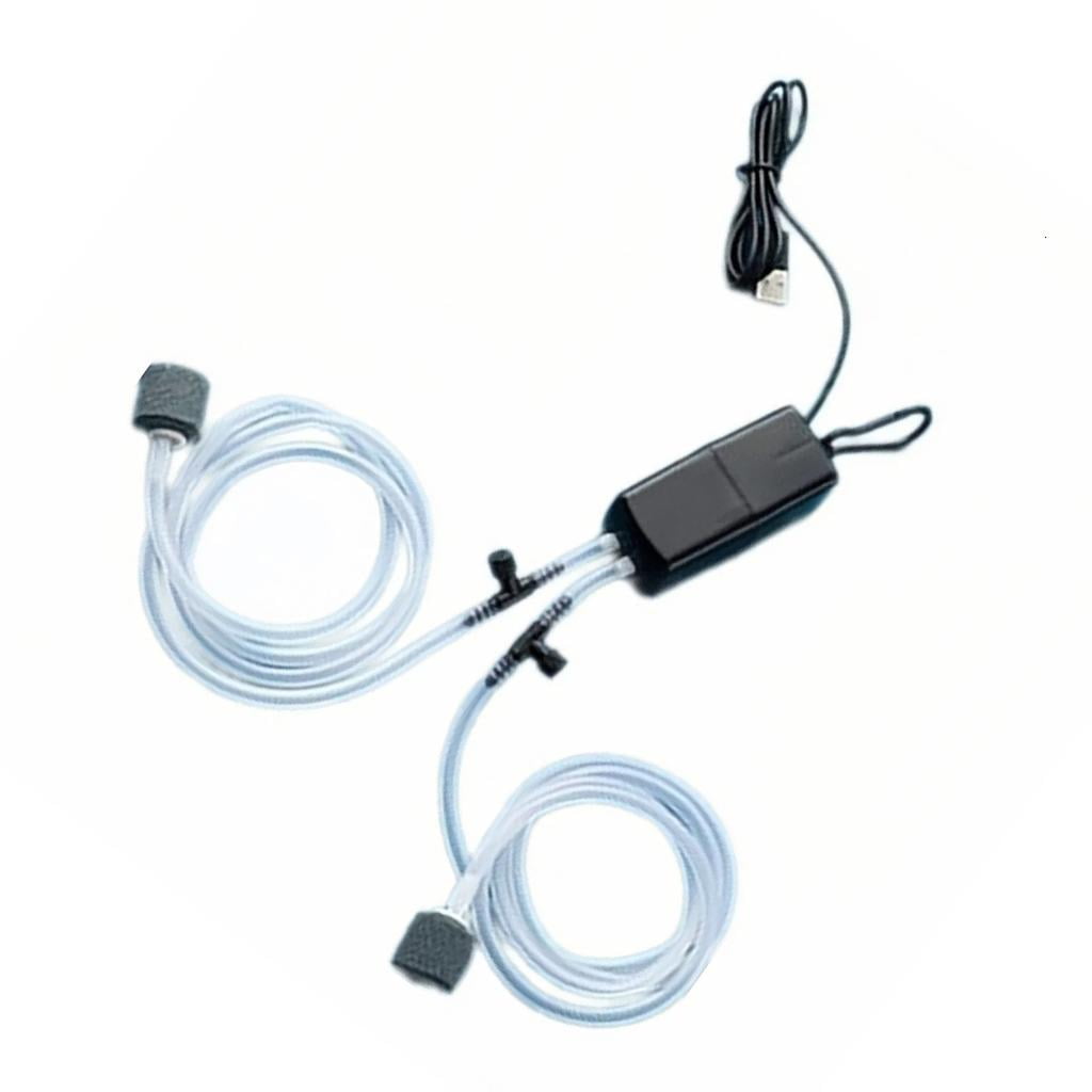 Fanoery Low Noise Double Port Fish Tanks Air Pumps USB Operated Pump with Air Stone Oxygen Supply Oxygen Dispenser Aerator