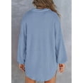 thumbnail image 3 of Eternatastic Women Waffle Knit Top Henley Shirts Long Sleeve V Neck Solid Color Casual Tunics Button Down Blouses, 3 of 6