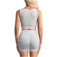thumbnail image 4 of PNTUTB Women's Solid-Color Sports Set,High-Elasticity High-Waisted Shorts and Breathable Comfortable Sports Bra—Casual Openwork Two-Piece Set, 4 of 5