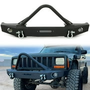 Kojem Front Bumper with Fog Lights & Winch Plate for 1984-2001 Jeep Cherokee XJ and Jeep Comanche MJ