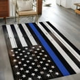 thumbnail image 4 of 2.7x5 Area Rugs, Blue American Flag Non-Skid Rubber Backing Large Rectangle Rugs - Living Room Bedroom Home Office, Black White Stripe US Flag Retro Wooden Indoor Floor Mat Carpets Washable Rug, 4 of 9