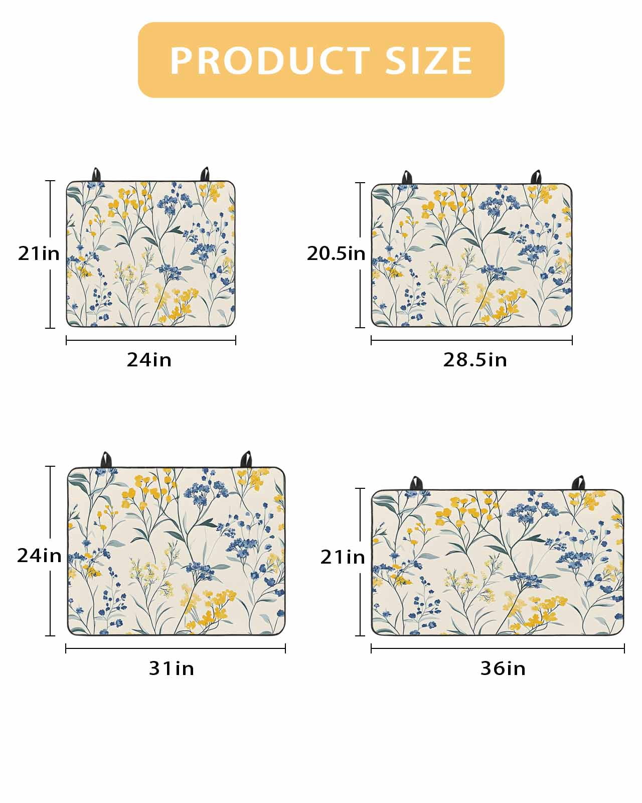 nqOlkjepod Large Induction Cooktop Protector Mat 24"x21", Yellow Blue Flowers Stove Top Covers for Electric Stove, Watercolor Botanical Floral Plants Stove Burner Cover Mats, Glass Top Stove Cover