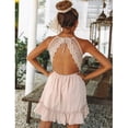 thumbnail image 3 of ALigoa Halter Mini Beach Dress Lace Dress Women Backless Sleeveless Beach Dress, Skin Color, L, 3 of 6