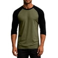 thumbnail image 2 of Delconic Men's 3/4 Sleeve Shirts Crew Neck Baseball T Shirts Casual Moisture Wicking Athletic Raglan Tops Army Green L, 2 of 5