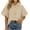 Beige, variant on Women Striped Collared Button Down Blouses Regular Fit Puff Sleeve Tops with Chest Pocket Green M