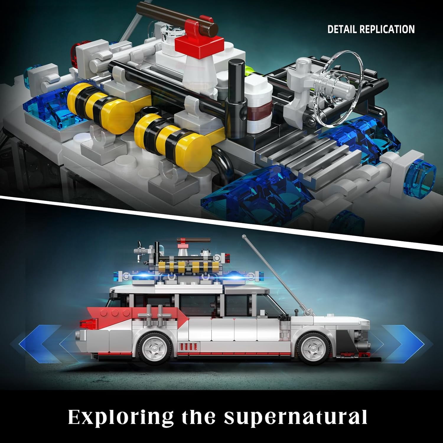 10021 Ghost Car ECTO-1 Building Blocks Kit , Highly Detailed Replica Model for Collectors