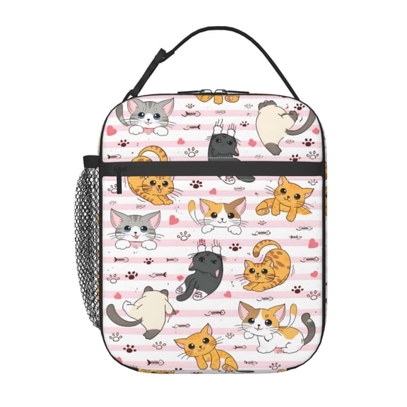 Cute Cat Lunch Bag Portable Thermal Lunch Box for Men and Women