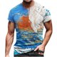 thumbnail image 1 of Blusa de camiseta de manga corta con estampado casual retro de moda para hombre Pompotops oipoqjl3589, 1 of 8