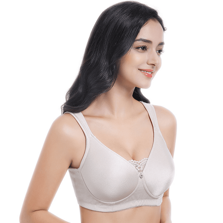 BIMEI Women's Mastectomy Bra Pockets Wireless Post-Surgery Invisible  Pockets for Breast Forms Everyday Bra Plus Size Bra 9818,Beige, 44B 