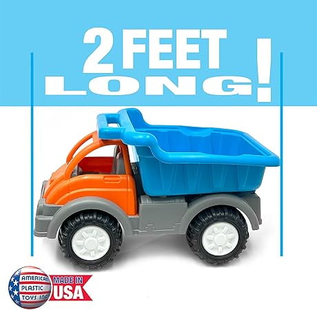 American Plastic Toys Gigantic Dump Truck in black and yellow Unisex Indoor & Outdoor Play for Kids