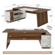 Tribesigns 78-Inch Executive Office Desk: Modern L-Shaped Desk with File Cabinet and Storage Shelves, Large Wood Computer Desk for Home Office