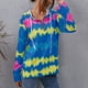 thumbnail image 2 of Sudadera con capucha para mujer Impresión de ondas de color Escote con cordón Diseño de cremallera Sudadera con capucha informal Azul XL, 2 of 6