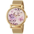 thumbnail image 2 of Timex Womens Full Bloom 38mm Gold-tone Case Pink Floral Dial Mesh Band, 2 of 2