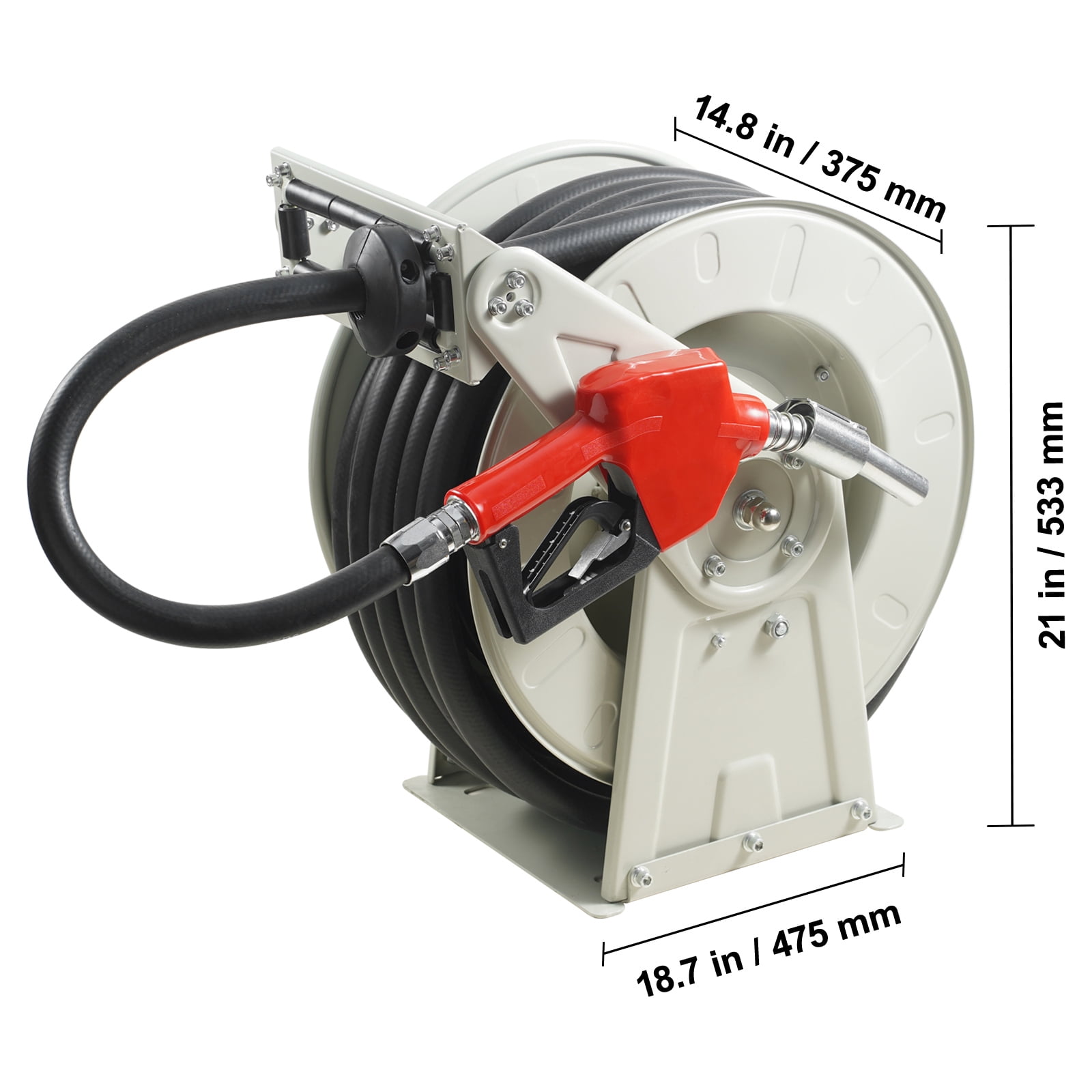 VEVOR Fuel Hose Reel Retractable Diesel Hose Reel 1" x 50' Auto Refueling Nozzle