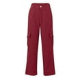 thumbnail image 4 of BRDFRL Women Cargo Pants High Waisted Casual Pants Baggy Stretchy Y2K Teen Girls Wine S, 4 of 7
