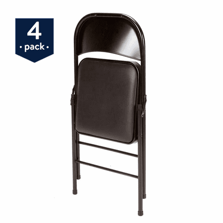 Mainstays Vinyl (4-Pack) Folding Chair in Black (Best Folding Chairs For Dining)