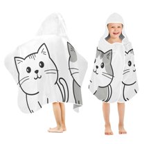 Yayeee Kids Hooded Towels Toddler Soft Absorbent Beach Bathing Wrap 50" x 23.5", Gray Cute Cat