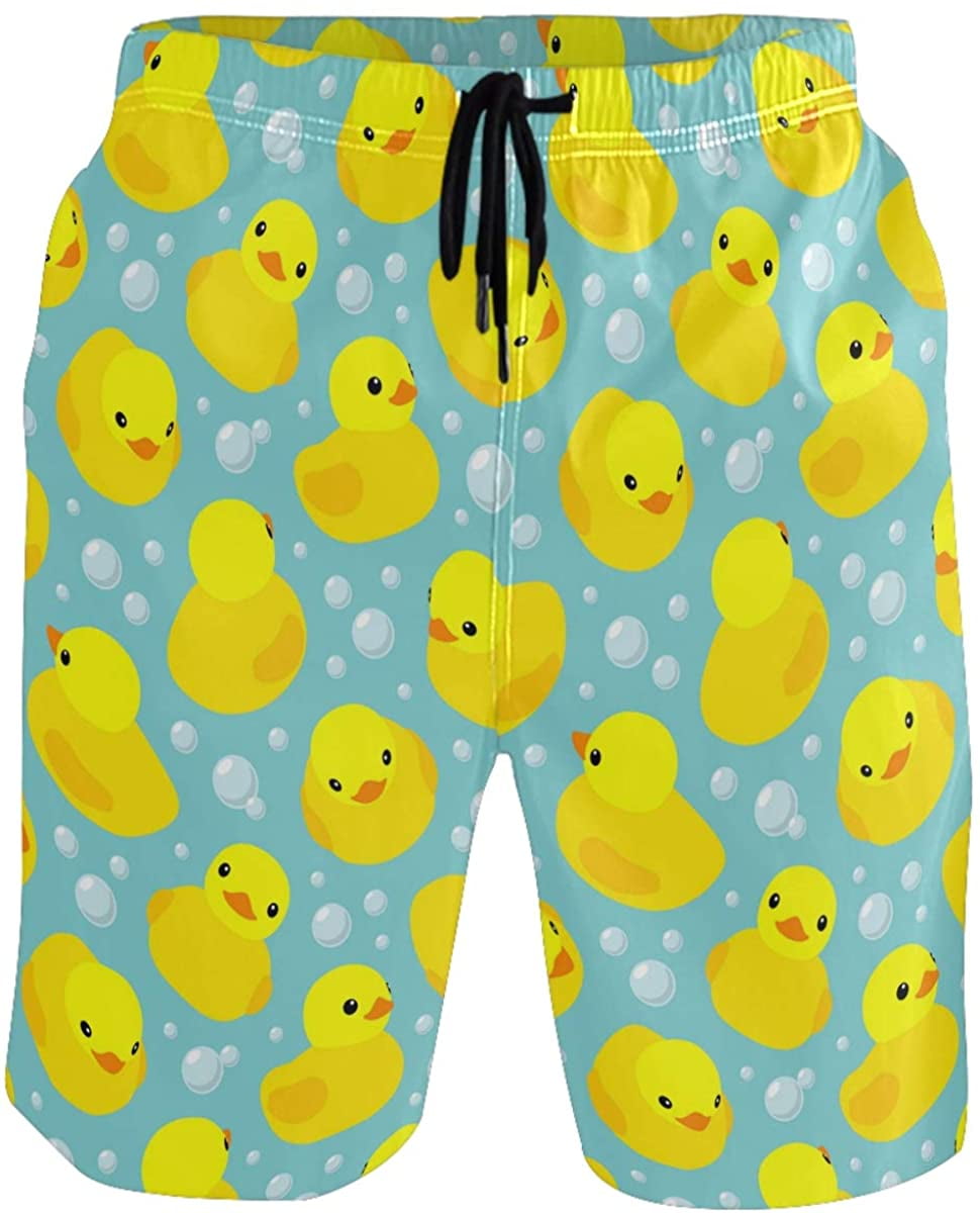 Men's Rubber Duck Swim Trunks Quick Dry Beachwear Sports Running Swim