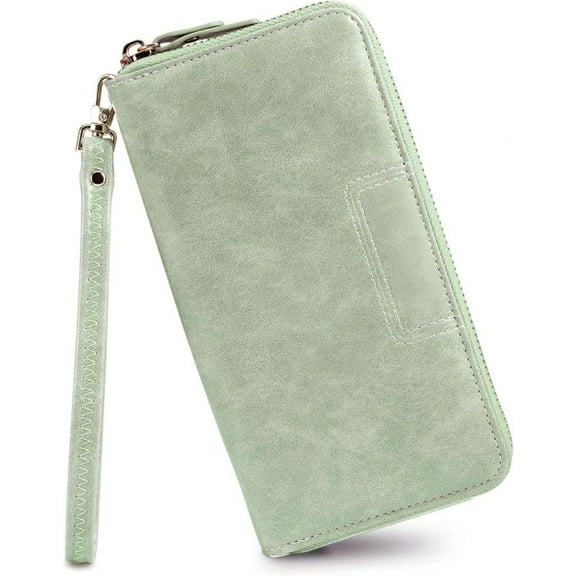 FUNING Wristlet Wallets for Women, Ladies PU Vegan Leather Clutch Wallet Zip around Phone Purse Card Holder Organizer