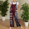 thumbnail image 3 of Iaqnaocc 4th Of July Jumpsuits for Women Plus Size American Flag Floral Print Sleeveless Wide Leg Summer One Piece Adjustable Strap Independence Day Flag Jumpsuits Rompers Wine 2XL, 3 of 6