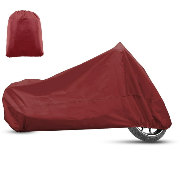 Unique Bargains Moto Cover All Season Universal Weather Waterproof Sun with Storage Bag Fits Up to 104.33'' XXL Red