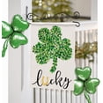 thumbnail image 5 of St Patricks Day Shamrock Decorative Garden Flag, Green Lucky Clover Horseshoe Yard Outside Decorations, Irish Spring Holiday Outdoor Small Home Decor Double Sided 12.5x18, 5 of 6