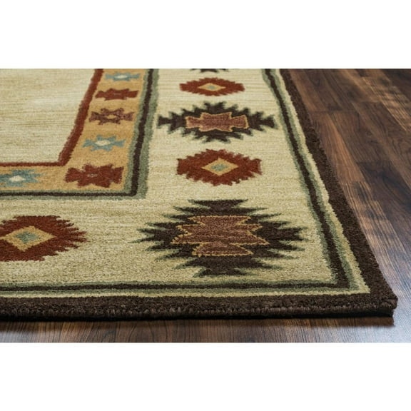 Alora Decor Ryder 9' x 12' Tribal Tan/Sage/Navy/Burgundy Hand-Tufted Area Rug