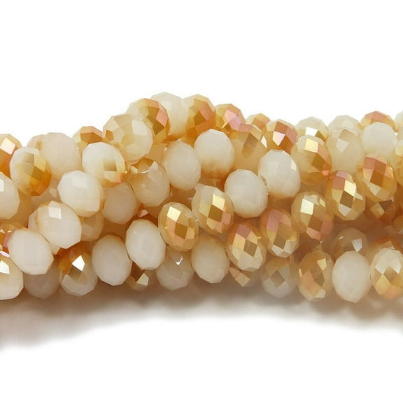 8x10mm 22" Peach Glass Faceted Rondelle Beads With Gold Ab Finish For Jewelry Making