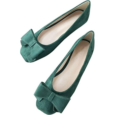 

Pfhytec LU Women s Comfort Shoes Cute Bow-Knot Ballet Flats Faux Suede Solid Loafers