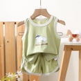 thumbnail image 3 of HAOTAGS Boys Outfit Sets, Dog-Print Sleeveless Vest & Elastic-Waist Shorts Set Green Size 2, 3 of 3